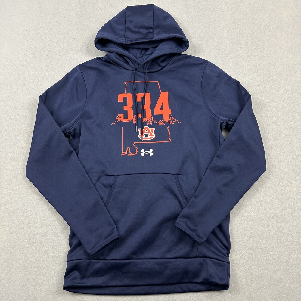Auburn Tigers Hoodie Men Small Blue Under Armour Loose Pullover Pockets NCAA S